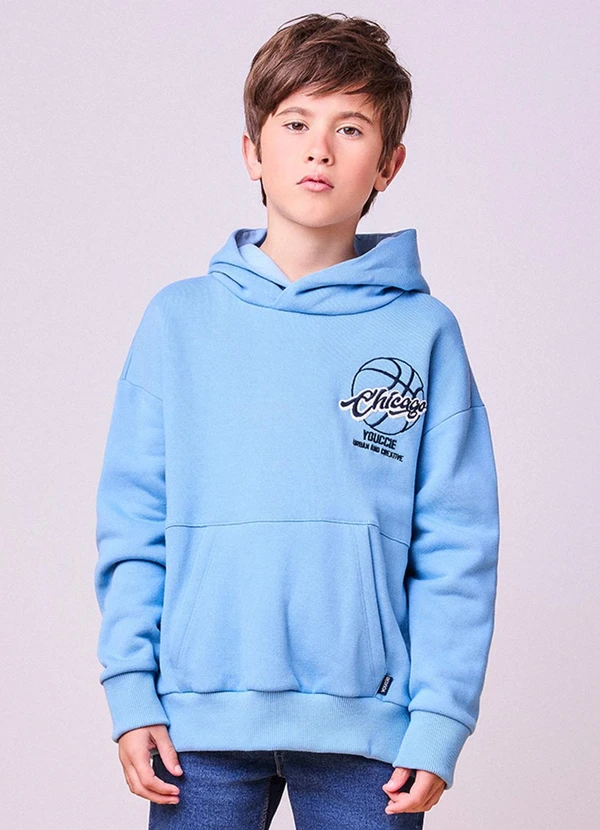 Youccie - Casaco de Moletom com Bordado Azul