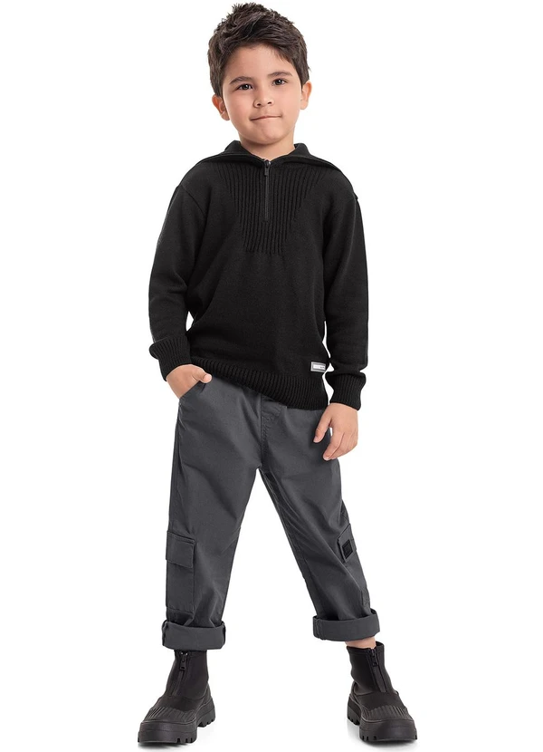 Quimby - Casaco em Tricô Infantil Menino Preto 3