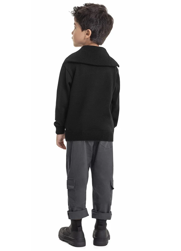 Quimby - Casaco em Tricô Infantil Menino Preto 4