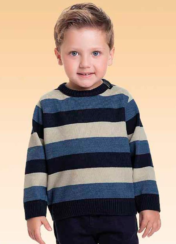 Fakini Kids - Casaco Fechado Tricot  Azul