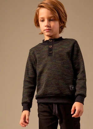 Bugbee - Casaco Infantil em Malha Tweed Verde - BUGBEE