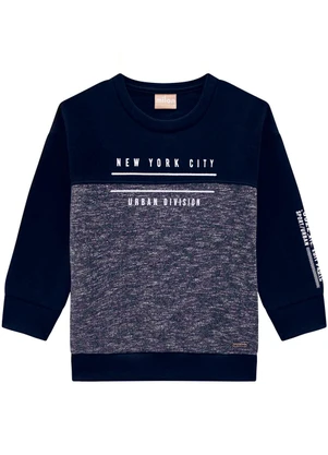 Milon - Casaco Infantil Menino em Moletom Azul - MILON