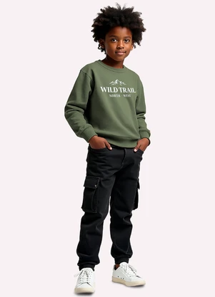 Kyly - Casaco Infantil Menino Lettering Verde - KYLY