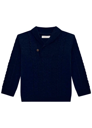 Milon - Casaco Infantil Menino Tricô Azul - MILON