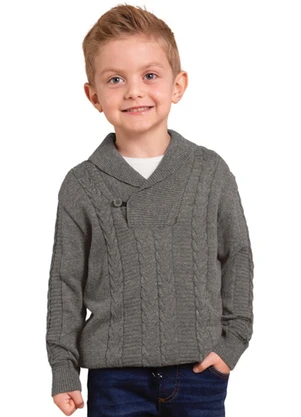 Milon - Casaco Infantil Menino Tricô Cinza - MILON