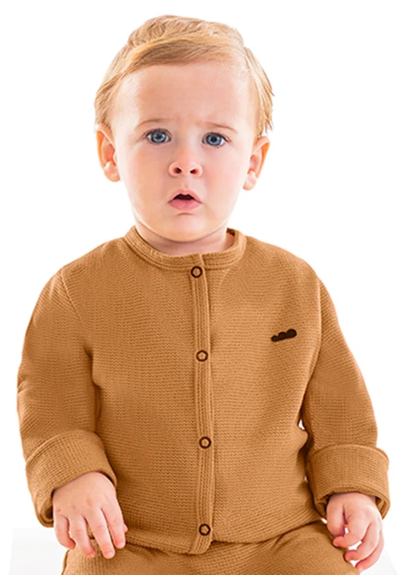 Marlan - Casaco Unissex Malha Tricot Felpado Baby Marrom 1