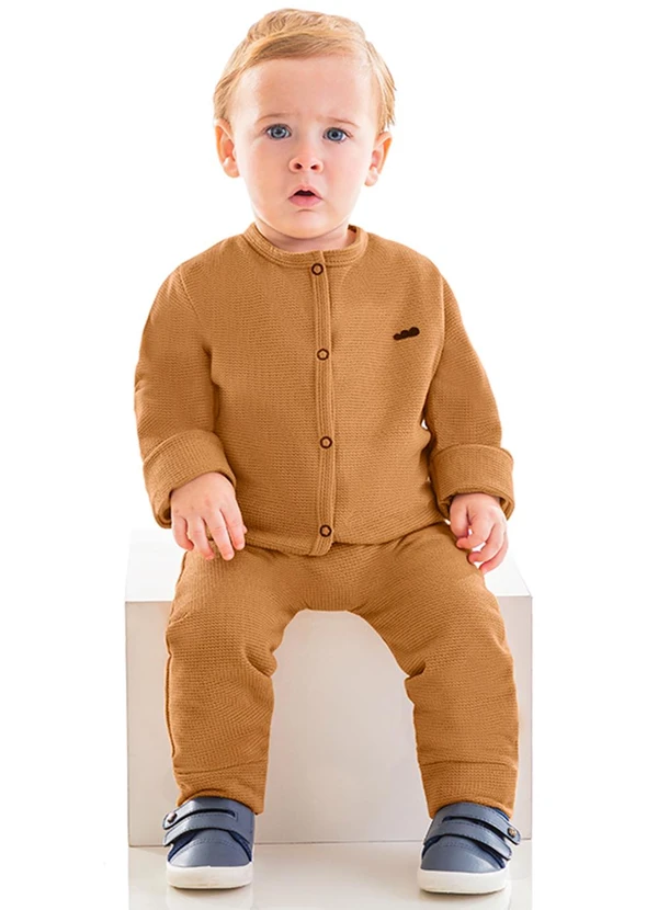 Marlan - Casaco Unissex Malha Tricot Felpado Baby Marrom 2