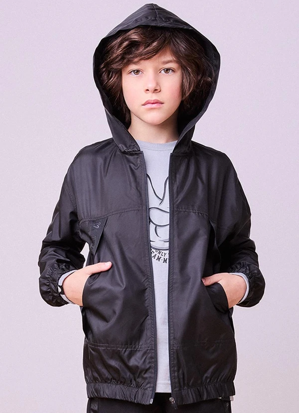 Youccie - Jaqueta Corta Vento Preta Preto