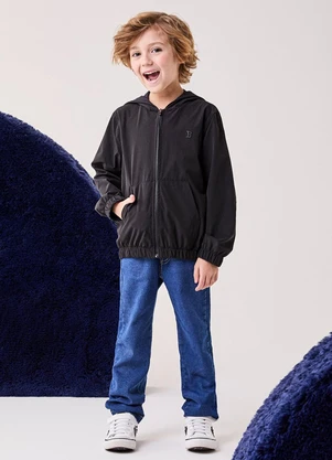 Bimbi - Jaqueta Infantil Menino Corta Vento Preto - BIMBI