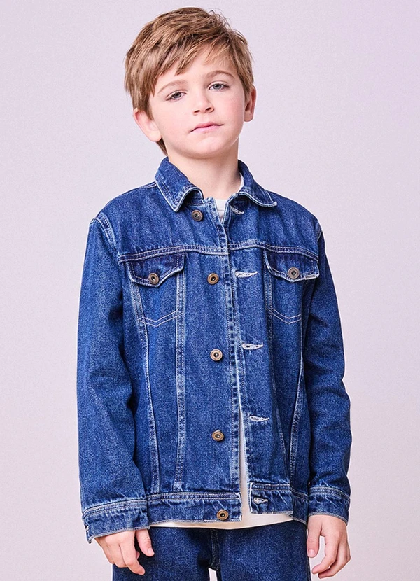 Youccie - Jaqueta Jeans com Recortes Azul