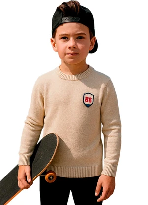 Doce Tom - Suéter Tricô Patch 86 ¿ Menino Bege - DOCE TOM