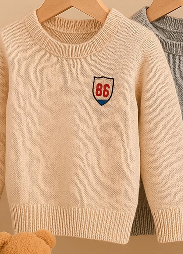Doce Tom - Suéter Tricô Patch 86 ¿ Menino Bege 4