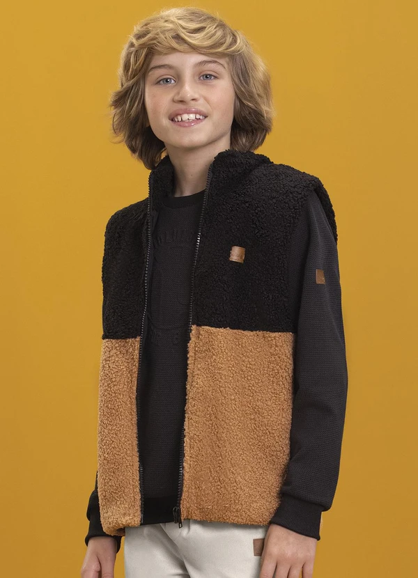 Ioluig - Colete Infantil em Pelo Carneiro Preto