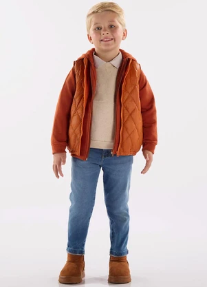 Up Baby - Colete Menino em Matelassê Laranja - UP BABY