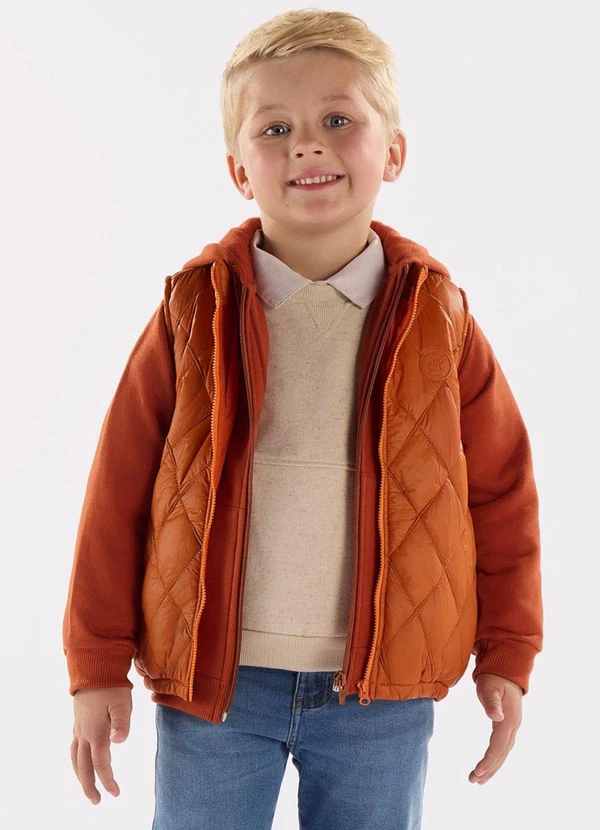 Up Baby - Colete Menino em Matelassê Laranja