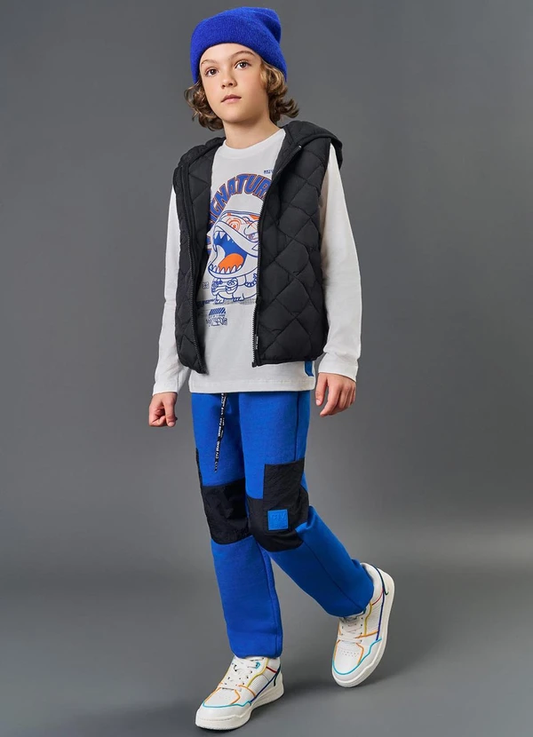 Catavento - Colete Menino em Matelassê Preto 3