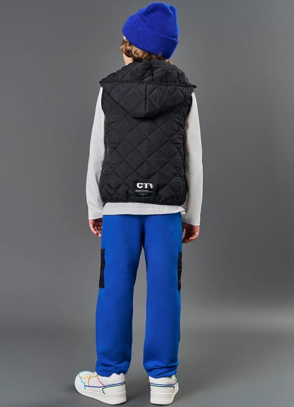 Catavento - Colete Menino em Matelassê Preto 4