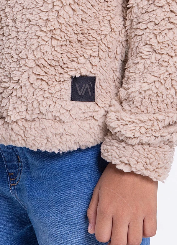 Vida Costeira - Blusão Moletom Infantil Pelinho Bege 3