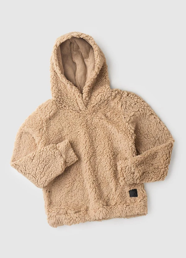 Vida Costeira - Blusão Moletom Infantil Pelinho Bege 4