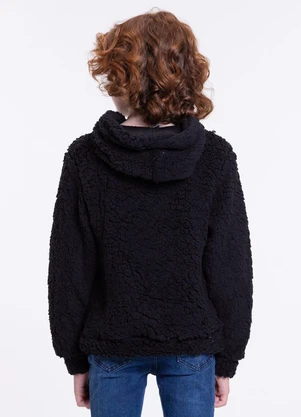 Vida Costeira - Blusão Moletom Infantil Pelinho Preto - - VIDA COSTEIRA