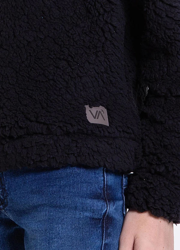 Vida Costeira - Blusão Moletom Infantil Pelinho Preto - 3