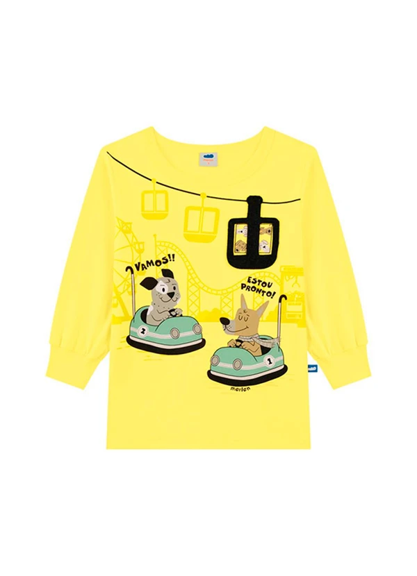 Marlan - Camiseta em Meia Malha Penteada Amarelo