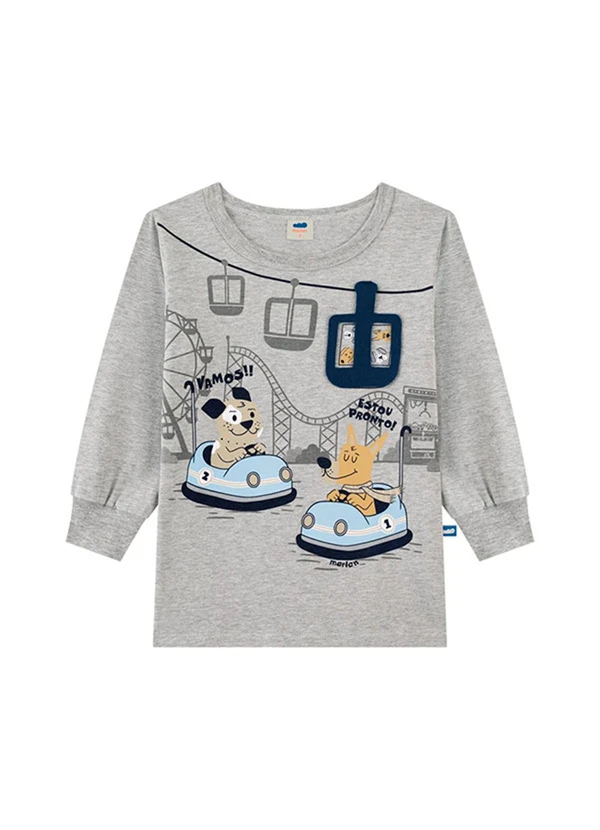 Marlan - Camiseta em Meia Malha Penteada Cinza
