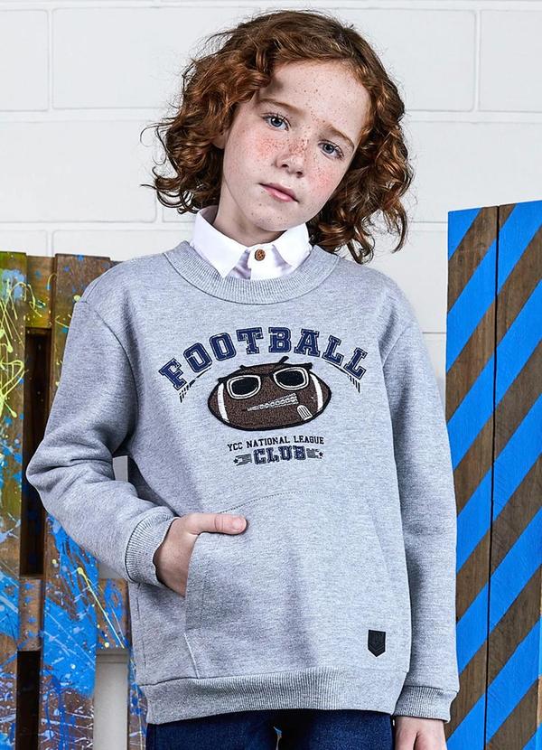 Youccie - Casaco de Moletom Estampa Football Cinza