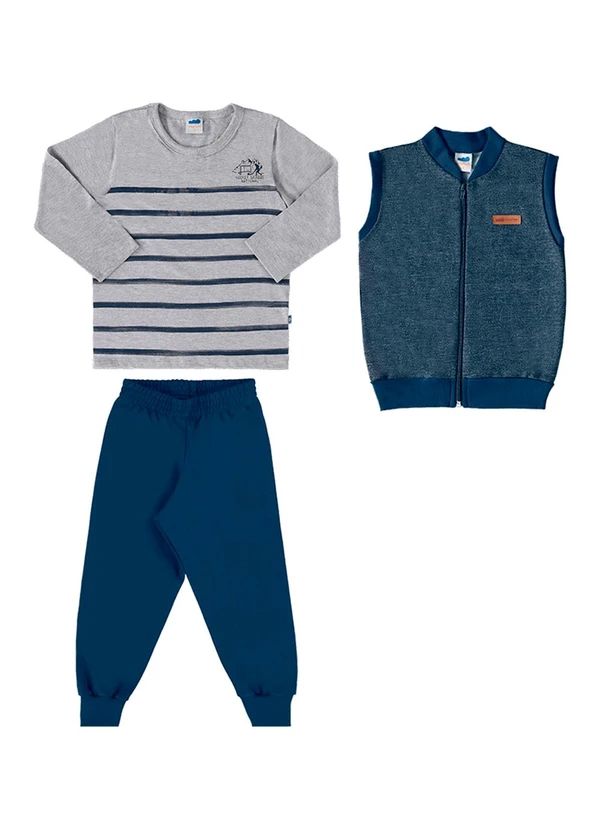 Marlan - Conjunto 3 Peças Colete, Camiseta e Calça Azul 2