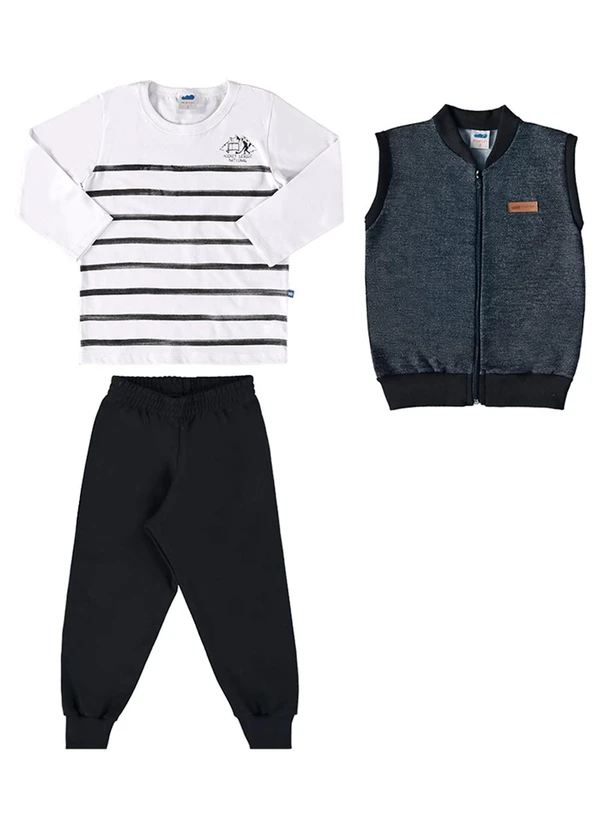 Marlan - Conjunto 3 Peças Colete, Camiseta e Calça Preto 2