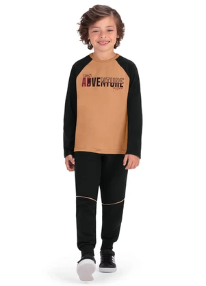 Outlet - Conjunto Aventura Menino Marrom - OUTLET
