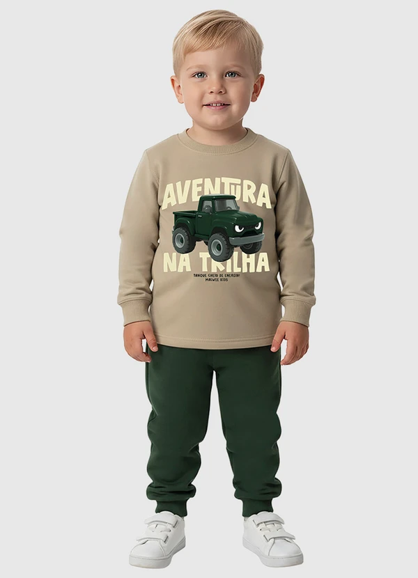 Malwee Kids - Conjunto Aventura na Trilha em Moletom Areia