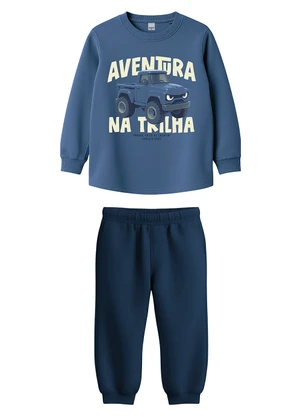 Malwee Kids - Conjunto Aventura na Trilha em Moletom Azul - MALWEE KIDS