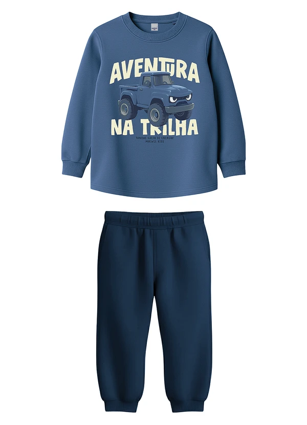 Malwee Kids - Conjunto Aventura na Trilha em Moletom Azul