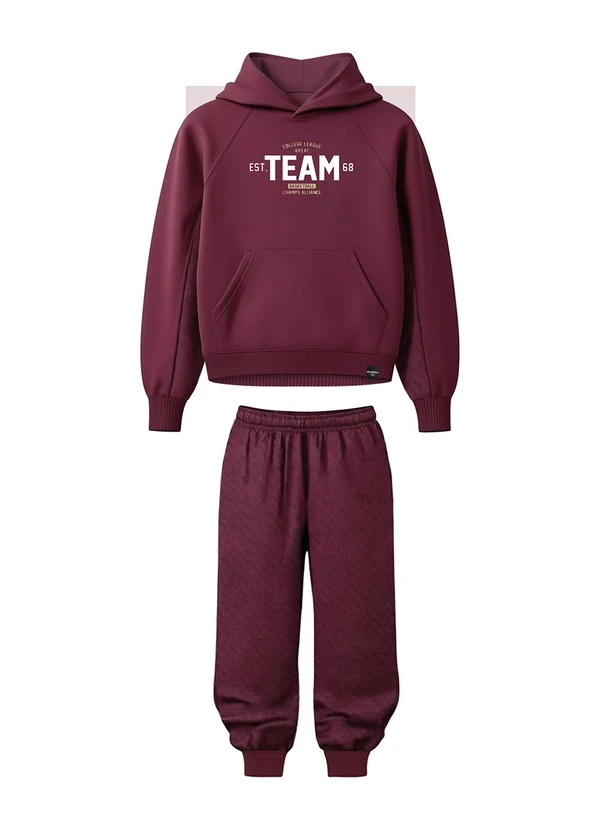 Malwee Kids - Conjunto Basketball Team em Moletom Bordô