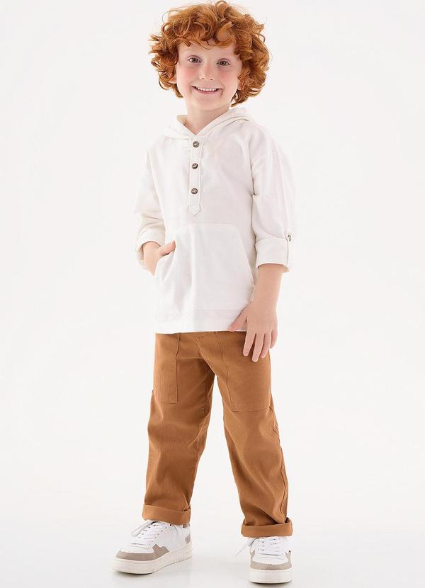 Up Baby - Conjunto Bata e Calça Menino Off White