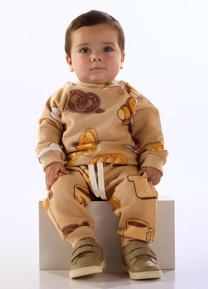 Três e Já - Conjunto Bebê Blusão Baguette Marrom - TRÊS E JÁ