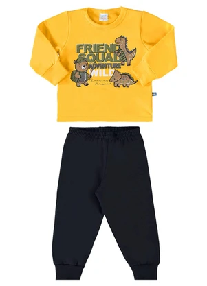 Marlan - Conjunto Bebê Blusão e Calça em Moletom Amarelo - MARLAN