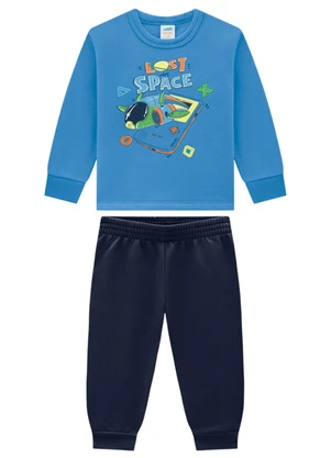 Marlan - Conjunto Bebê Blusão e Calça em Moletom Azul - MARLAN