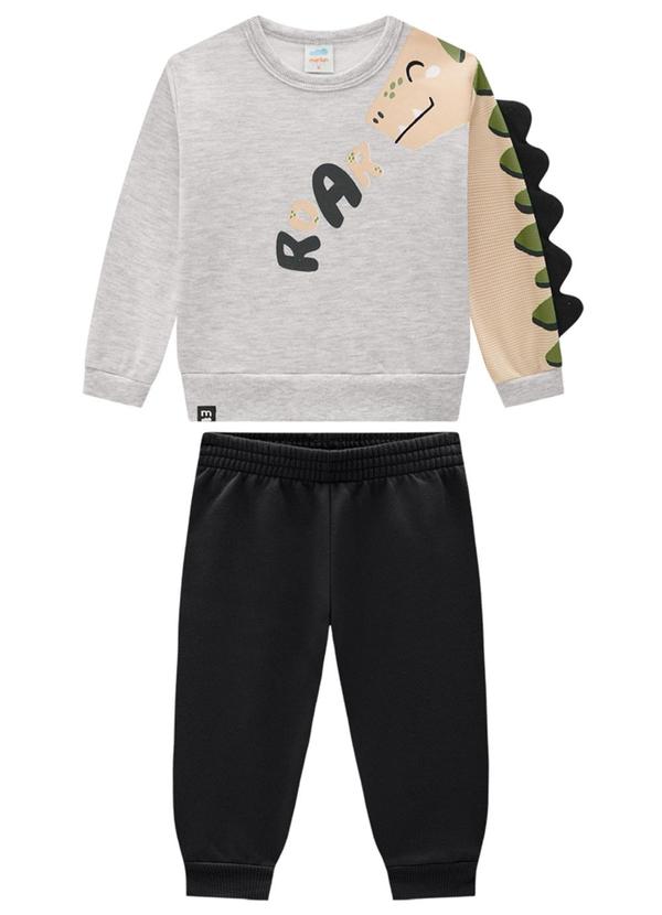 Marlan - Conjunto Bebê Blusão e Calça em Moletom Cinza