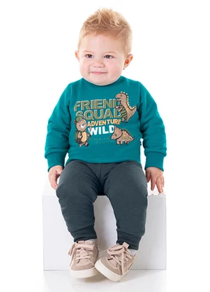 Marlan - Conjunto Bebê Blusão e Calça em Moletom Verde - MARLAN