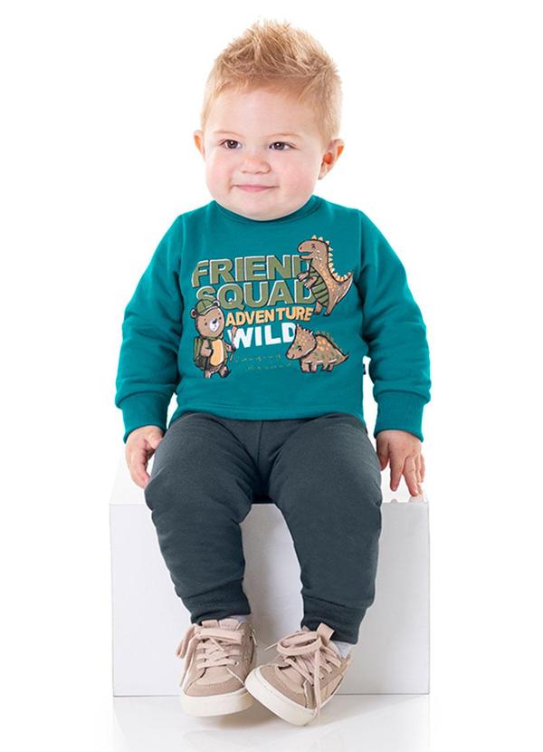 Marlan - Conjunto Bebê Blusão e Calça em Moletom Verde