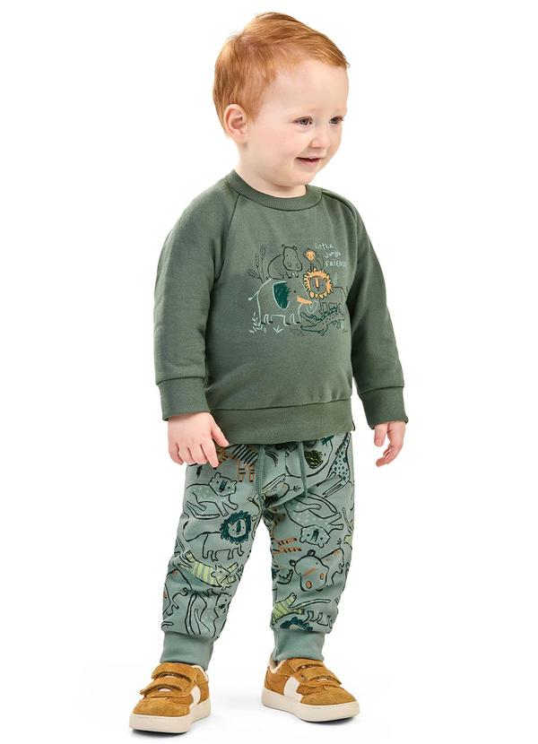 Elian - Conjunto Bebê Blusão e Calça Moletom Verde