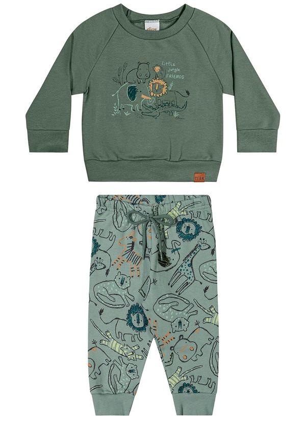 Elian - Conjunto Bebê Blusão e Calça Moletom Verde 2