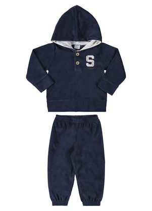 Marlan - Conjunto Bebê Blusão e Calça Plush S Baby Azul - MARLAN