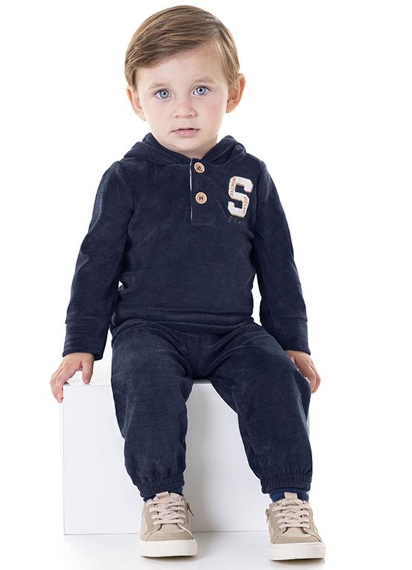 Marlan - Conjunto Bebê Blusão e Calça Plush S Baby Azul