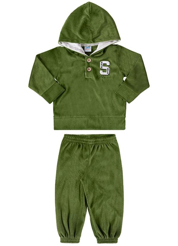 Marlan - Conjunto Bebê Blusão e Calça Plush S Baby Verde