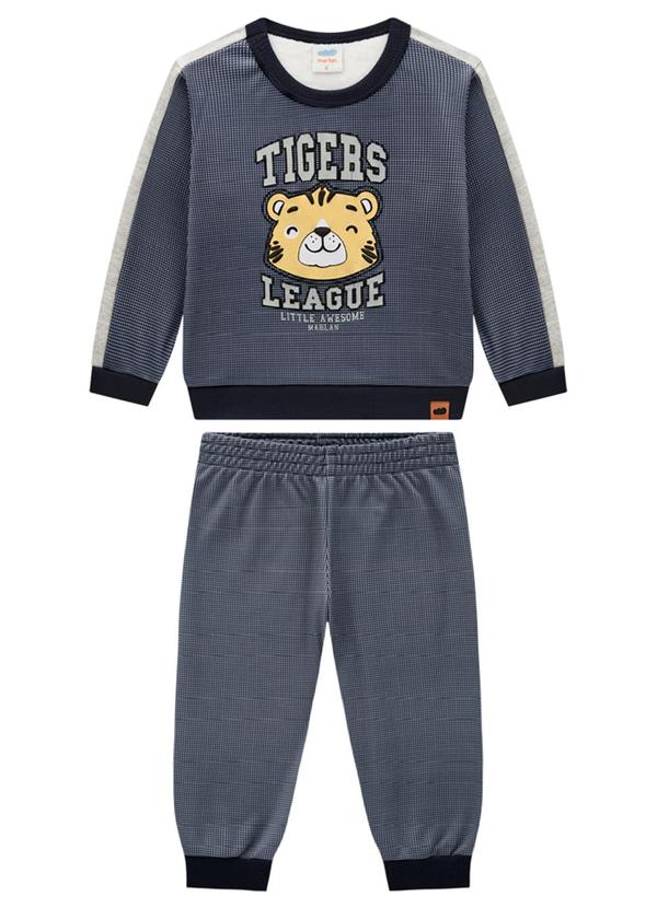 Marlan - Conjunto Bebê Blusão e Calça Quadriculado Azul