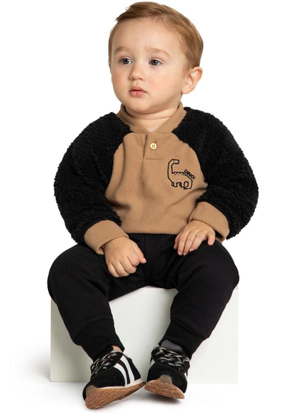Marlan - Conjunto Bebê Blusão e Calça Thermo Soft Marrom
