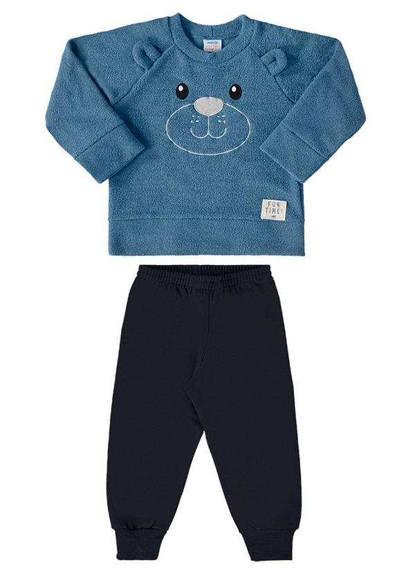 Marlan - Conjunto Bebê Blusão e Calça Urso Baby Azul